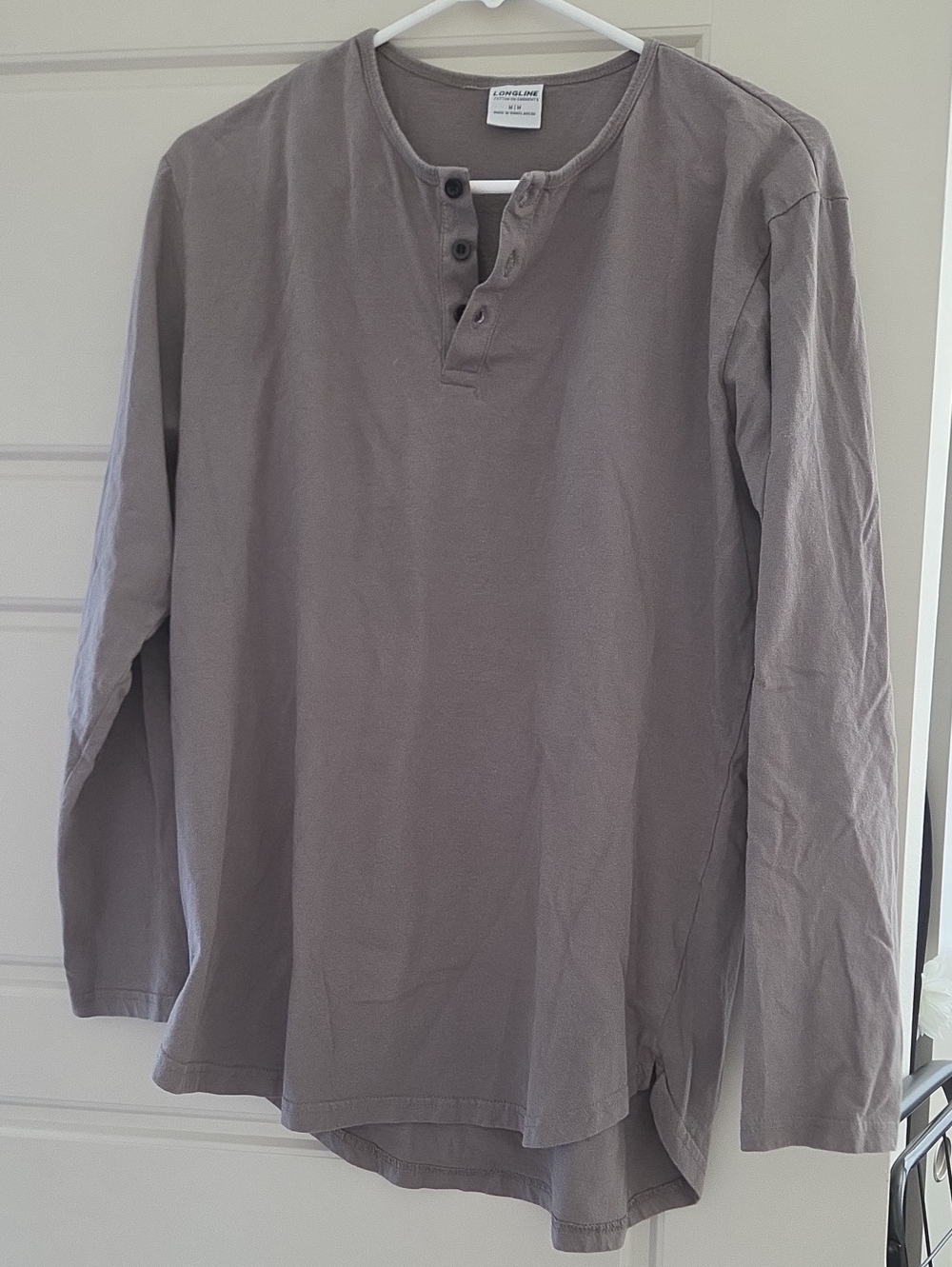 Cotton On Men's Long-Sleeve Henley in Taupe